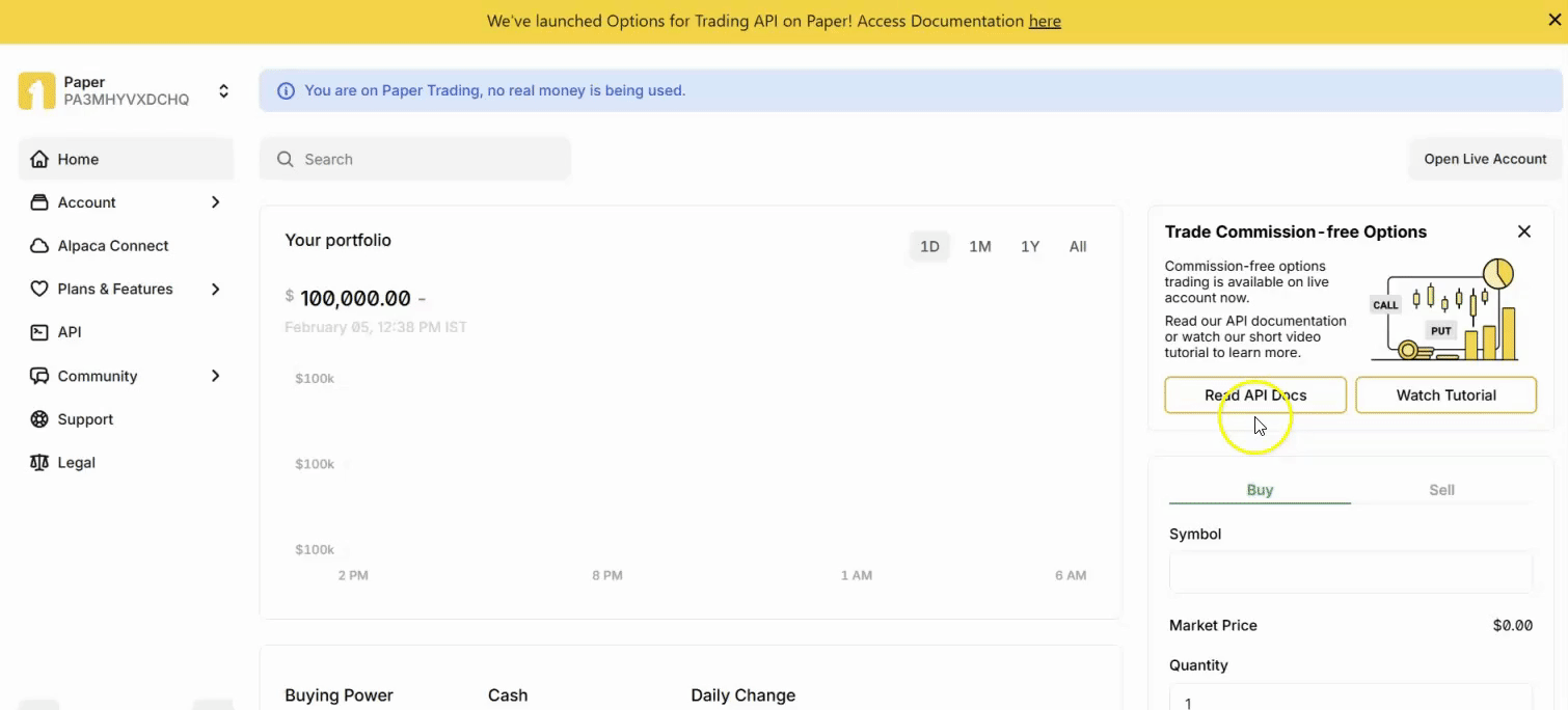 Fetching API Keys in Alpaca