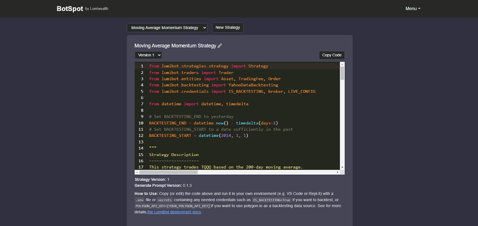 Code Generation for Refined Strategy